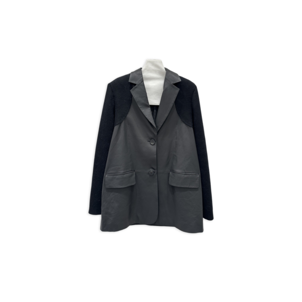 L0r0 P1ana knitted patchwork leather suit jacket